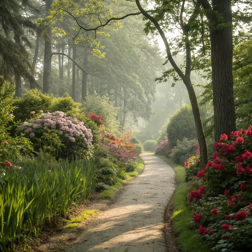 Path through a lush garden
